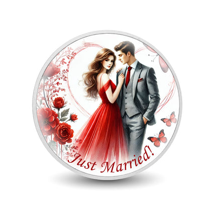 Just Married - Red Elegance Romance 1oz Silver Coin