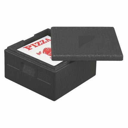 PAPSTAR Isolier-Transportbehälter "Pizza", EPP schwarz, 41x41 cm | Packung (1 Stück)