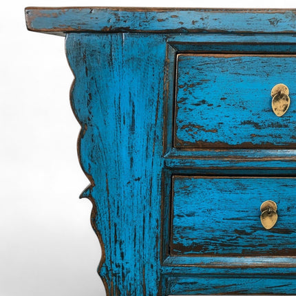 Vintage Asia Asiatisches Lowboard Kommode Bank Blau - Art. 35208-1