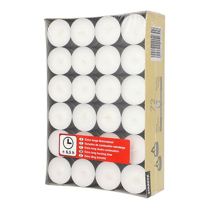 Starpak 72 Teelichte Ø 39 mm · 17,5 mm weiss · mit langer Brenndauer 6,5 h | Papptray (72 Stück)