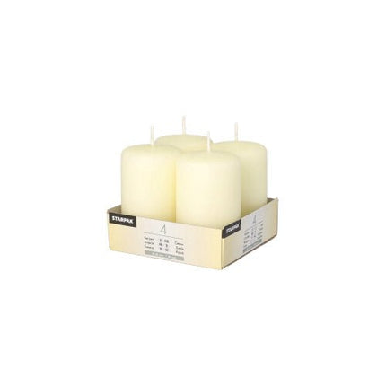 Starpak 4 Stumpenkerzen Ø 50 mm · 80 mm "Ivory" mit Flachkopf