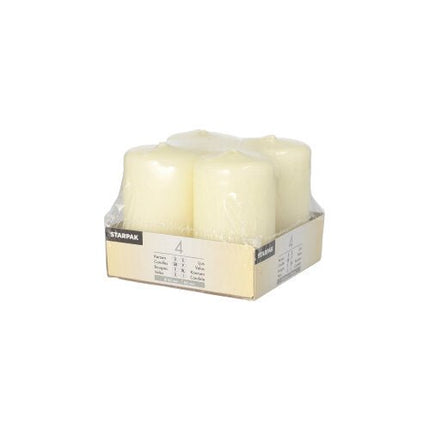 Starpak 4 Stumpenkerzen Ø 50 mm · 80 mm "Ivory" mit Flachkopf