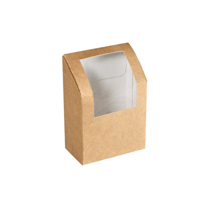 Wrapbox mit PLA-Fenster 550 ml  Braun Karton/PLA 90x50x130  | Packung (1000 Stück)