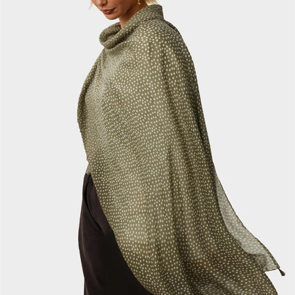 Little Floral Print Tassel Scarf In Brown