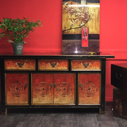 Vintage Asia Orientalische Kommode Sideboard Schrank "Fire" - Art. 34372-2