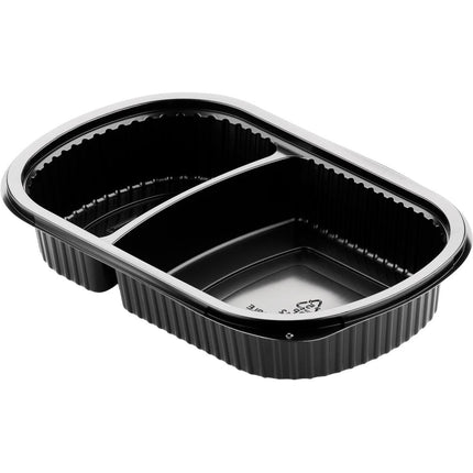 Menübox 2 Schwarz PP 240x150x40 | Packung (50 Stück)