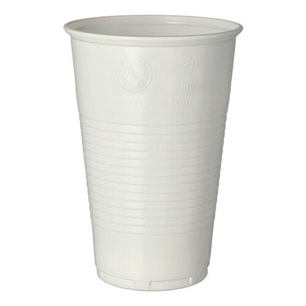 Starpak 50 Trinkbecher, PP 0,5 l Ø 9,5 cm · 13,7 cm weiss mit Schaumrand | Folie (50 Stück)