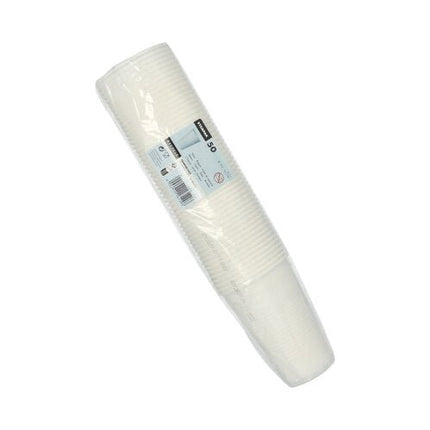Starpak 50 Trinkbecher, PP 0,5 l Ø 9,5 cm · 13,7 cm weiss mit Schaumrand | Folie (50 Stück)