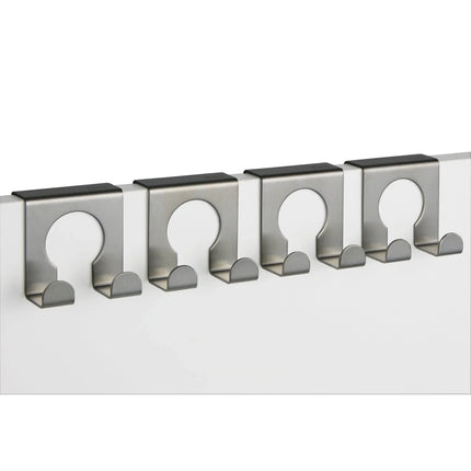 4 Haken Türhaken zum Einhängen silber Edelstahl Metall ohne Bohren 4 Stück Set
