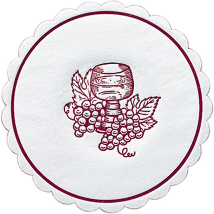 Weinglasuntersatz, Ø10 cm, 8 Stück - Traube Bordeaux Design | Packung (250 Stück)