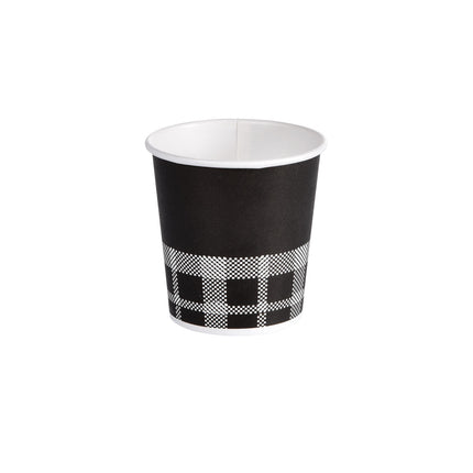 Becher Izza schwarz Bedruckt PAP/PE Pappbecher IZZA, black & white