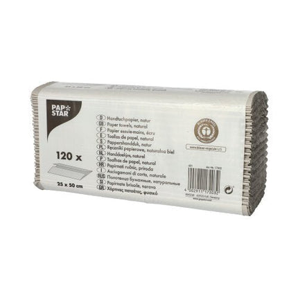 PAPSTAR Handtuchpapier C-Falz, 50x25 cm, natur, 1-lagig | Packung (120 Blätter)