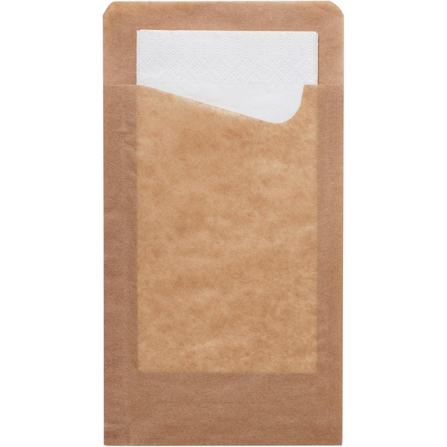 Snack Sacchetto mit weißer 2-lg. Serviette Braun Papier