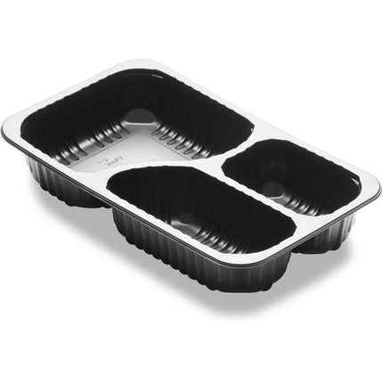 Menüschale 3-comp 3 Schwarz PP/MIN 260x158x44,7  | Packung (384 Stück)