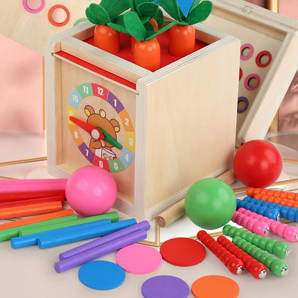 Montessori Holz Lernbox – Multifunktionales Steck- & Formenpuzzle für Kinder