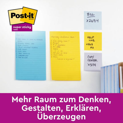 Post-it® Super Sticky Notes im Großformat, Rosa und Grün, Liniert, 127 mm x 203 mm, 45 Blatt/Block, 2 Blöcke/Packung, 100% PEFC, SGSCH-PEFC-COC-110078 | Packung (1 Stück)
