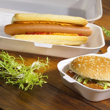 Starpak 100 Allzweckboxen mit Klappdeckel, XPS 1800 ml 7,5 cm x 24 cm x 13,3 cm weiss | Schrumpffolie (100 Stück)