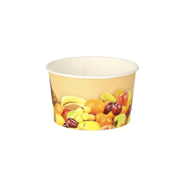 Starpak Eisbecher aus Pappe rund 125 ml Ø 8 cm · 4,8 cm "Früchte" | Schrumpffolie (200 Stück)