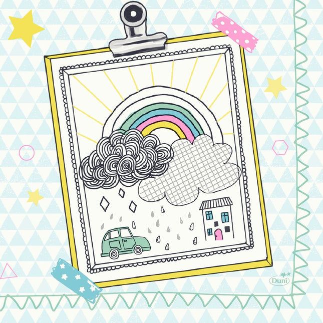 Zelltuchservietten 33 x 33 cm 3-lagig 1/4 Falz Keep drawing | Packung (50 Stück)