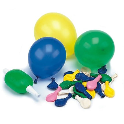 PAPSTAR Luftballons farbig sortiert, Ø 8,5 cm, mit Pumpe | Beutel (50 Stück)