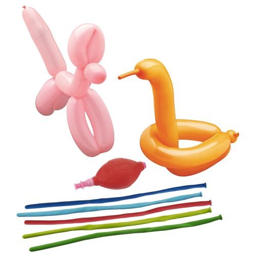 PAPSTAR Modellierballons 120 cm, farbig sortiert mit Pumpe | Beutel (5 Stück)