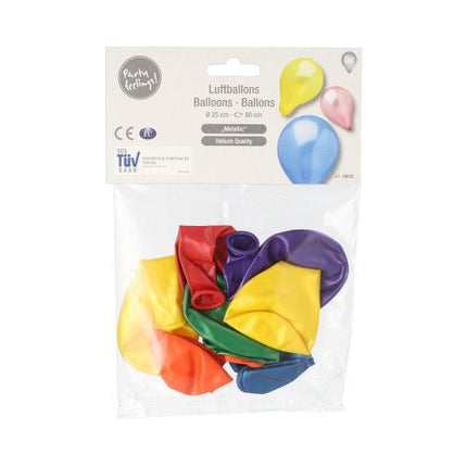 PAPSTAR Luftballons Ø 25 cm, farbig sortiert, Metallic-Design | Beutel (6 Stück)