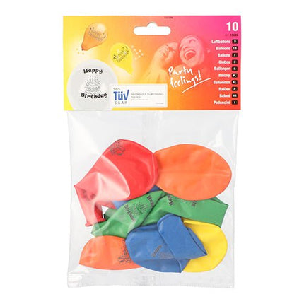 PAPSTAR Luftballons "Happy Birthday", Ø 22 cm, bunt sortiert | Beutel (10 Stück)