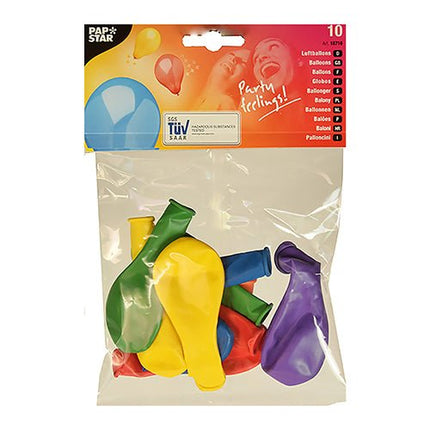 PAPSTAR Luftballons "Rainbow" Ø 19 cm, bunt sortiert für Feste | Beutel (10 Stück)