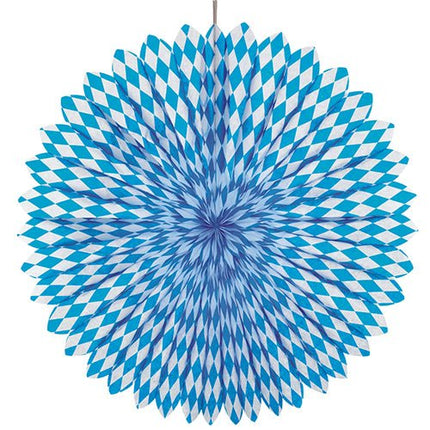 PAPSTAR Dekofächer Ø 75 cm, schwer entflammbar, Bayrisch Blau | Beutel (1 Stück)