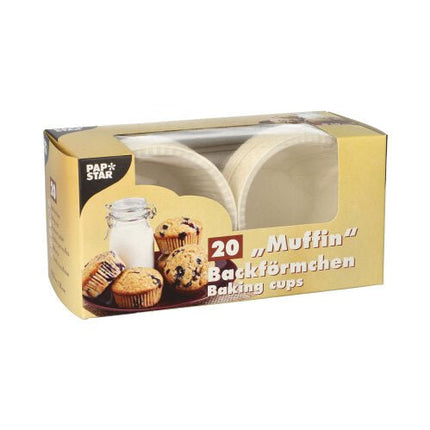 PAPSTAR Muffins-Backförmchen Ø 5 cm, 3,5 cm hoch, weiß | Faltschachtel (20 Stück)