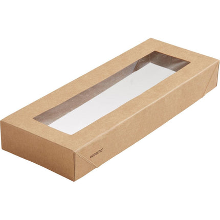 Viking Slim Brick Deckel mit PLA Fenster  Braun Karton/PLA 225x85x30  | Packung (300 Stück)