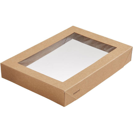Viking Brick Deckel mit PLA Fenster  Braun Karton/PLA 200x140x30 | Packung (300 Stück)