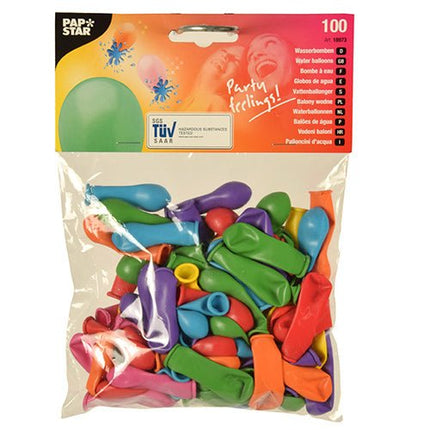 PAPSTAR Luftballons farbig sortiert, ideal für Wasserbomben | Beutel (100 Stück)