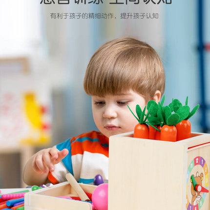 Montessori Holz Lernbox – Multifunktionales Steck- & Formenpuzzle für Kinder