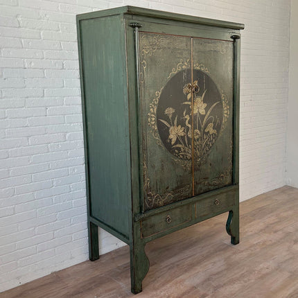 Vintage Asia Chinesischer Schrank Hochzeitsschrank Kommode Tannengrün - Art. A600-2