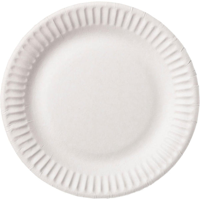 Snackteller ø 15 cm, Pappe  Weiß Papier Ø150 | Packung (100 Stück)