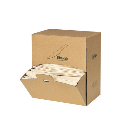 Holz Messer 165mm, Spenderbox  Natural gewachst 165 | Packung (400 Stück)