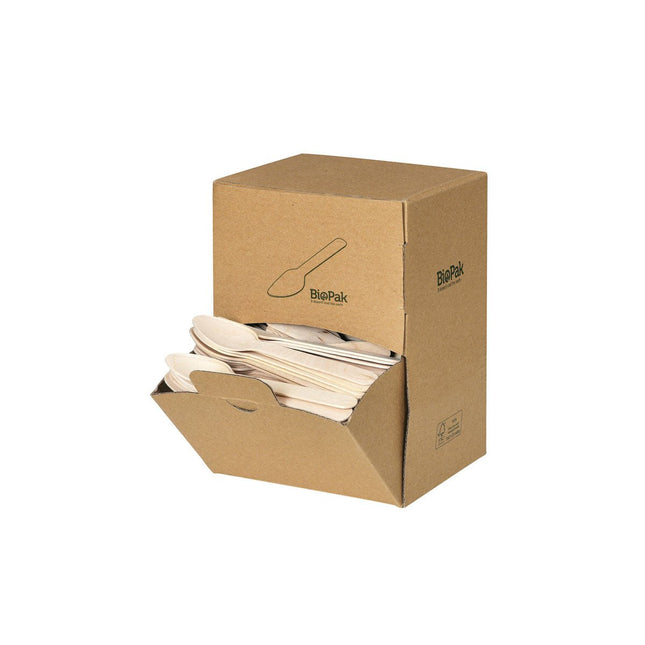 Holz Kaffeelöffel 110 mm, Spenderbox  Natural gewachst 110 | Packung (400 Stück)