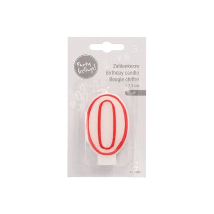 PAPSTAR Zahlenkerze 7,3 cm weiss mit rotem Rand
