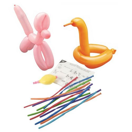 PAPSTAR Modellierballons 115 cm, farbig sortiert mit Pumpe und Anleitung | Beutel (30 Stück)
