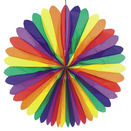 PAPSTAR Dekofächer "Rainbow", Ø 120 cm, schwer entflammbar | Beutel (1 Stück)