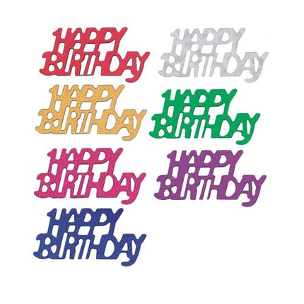 PAPSTAR Deko-Streuschmuck "Happy Birthday", farbige Folie, 15 g | Beutel (1 Stück)