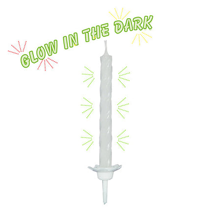 PAPSTAR Kerzen mit Halter 6 cm, Glow in the Dark | Blister (10 Stück)