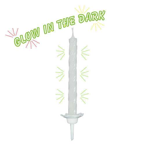 PAPSTAR Kerzen mit Halter 6 cm, Glow in the Dark | Blister (10 Stück)