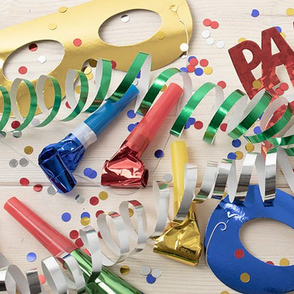 PAPSTAR Gesichtsmasken "Metallic" farbig sortiert | Beutel (6 Stück)