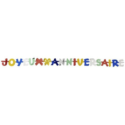 PAPSTAR Grußkette 1,9 m "Joyeux Anniversaire", festliche Dekoration | Beutel (1 Stück)