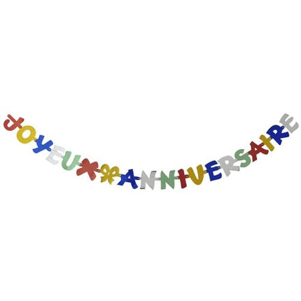 PAPSTAR Grußkette 1,9 m "Joyeux Anniversaire", festliche Dekoration | Beutel (1 Stück)
