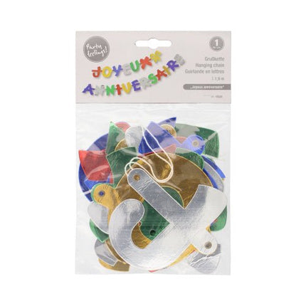 PAPSTAR Grußkette 1,9 m "Joyeux Anniversaire", festliche Dekoration | Beutel (1 Stück)