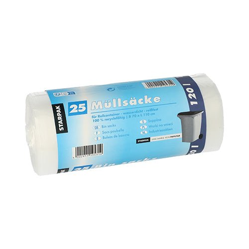 Starpak 25 Müllsäcke, HDPE 120 l 110 cm x 70 cm