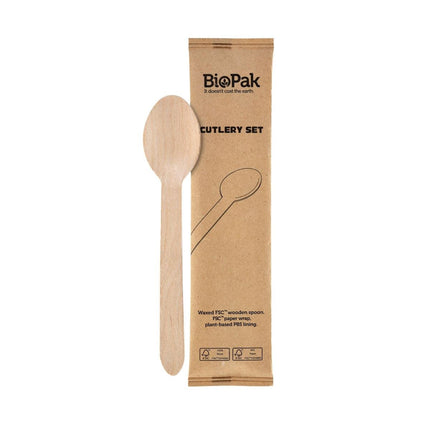1/1 Löffel Petit, Holz, einzeln verpackt  Natural gewachst 165 | Packung (250 Stück)